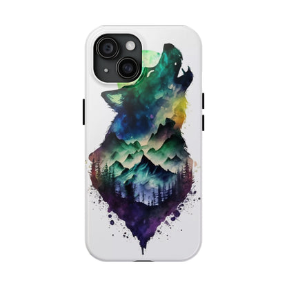 Moonlit Howling Wolf Double Exposure Tough Phone Case