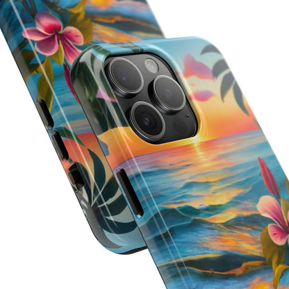 Sunset Palms and Hibiscus Tough Phone Case