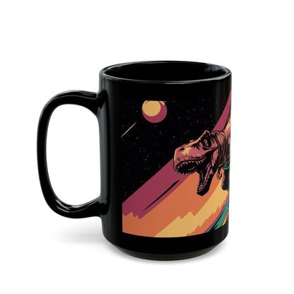 Space-Time Surfing T-Rex Mug – Bold Cosmic Adventure