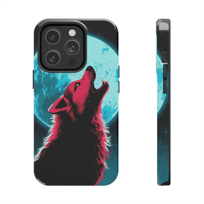 Teal Moon Wolf Serenade Tough Phone Case