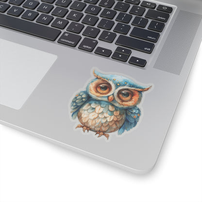 Arctic Blue Owl Watercolor Cartoon Sticker