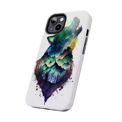 Moonlit Howling Wolf Double Exposure Tough Phone Case