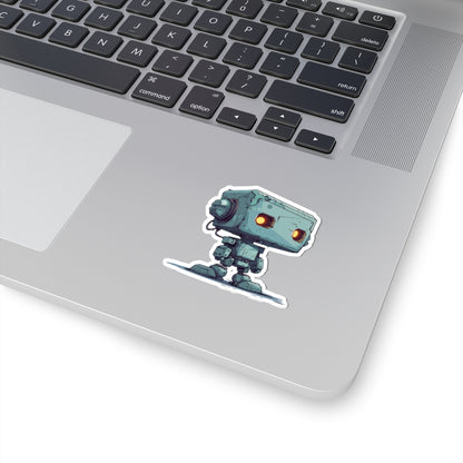 Teal Blocky Robot Vinyl Sticker