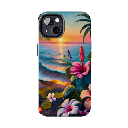 Sunset Beach Hibiscus Palms Tough Phone Case