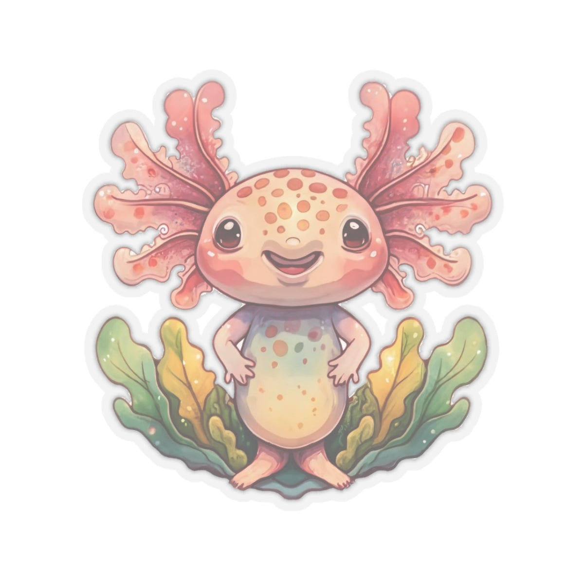 Cute Axolotl Watercolor Cartoon Sticker