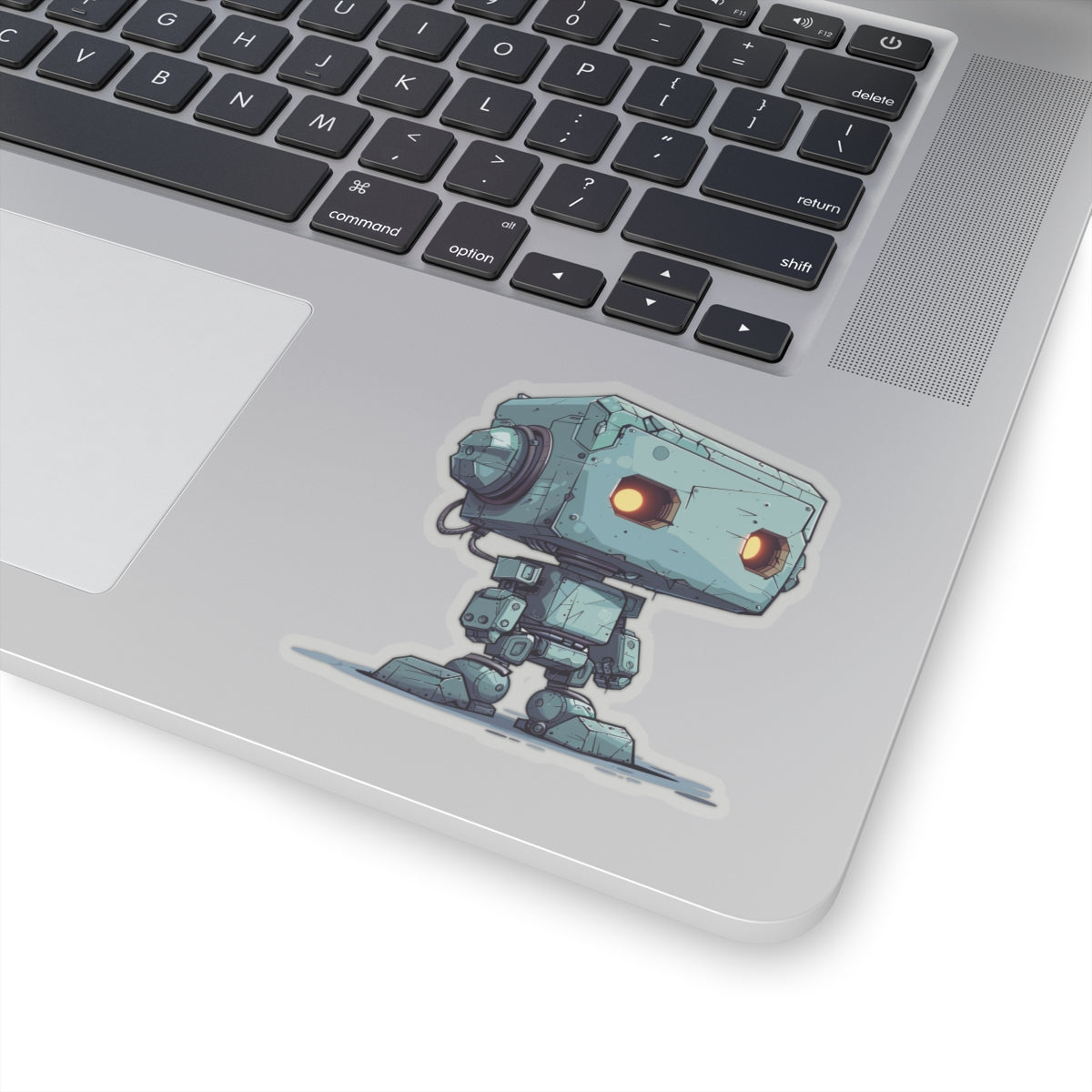 Teal Blocky Robot Vinyl Sticker