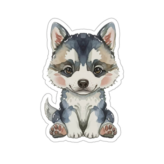 Adorable Husky Watercolor Cartoon Sticker