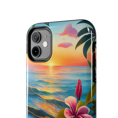 Sunset Palms and Hibiscus Tough Phone Case