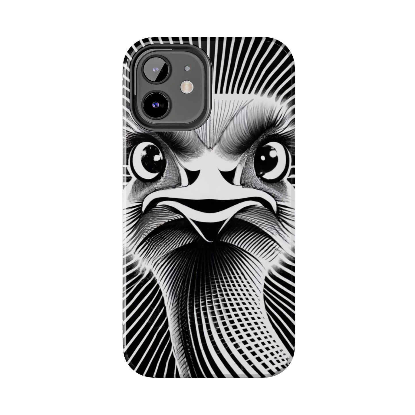 Mystical Stare Monochrome Ostrich Tough Phone Case