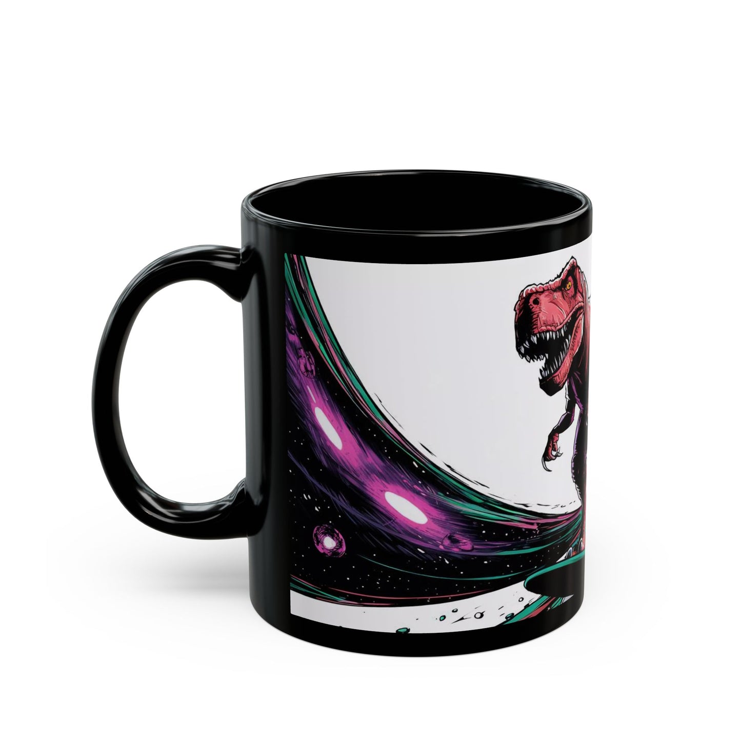 Extreme Space-Time Surfing T-Rex Mug – Bold Comic Book