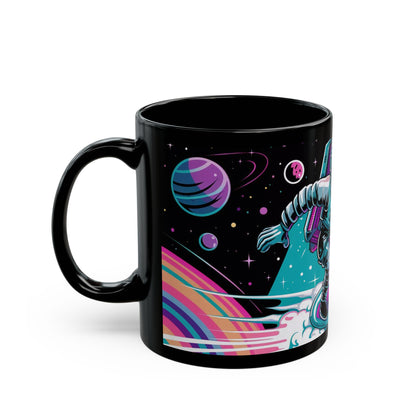 Galactic Surf Adventure Mug – Astronaut Riding Waves in Space