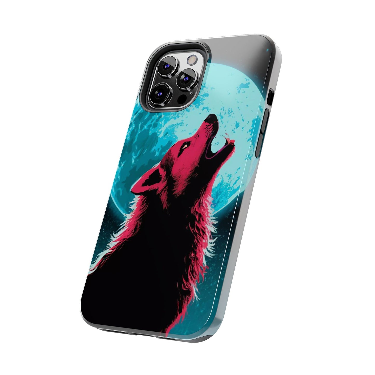 Teal Moon Wolf Serenade Tough Phone Case