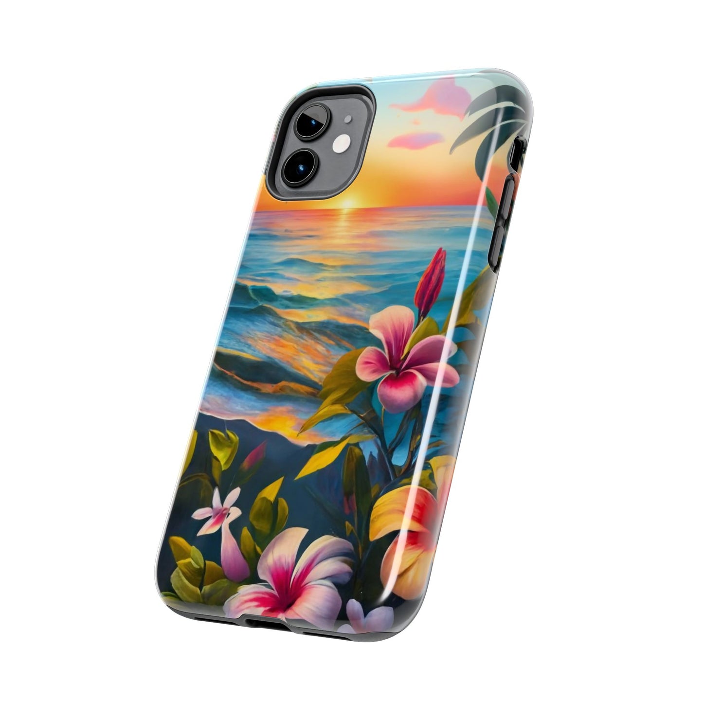 Sunset Palms and Hibiscus Tough Phone Case