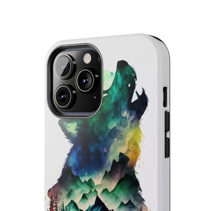 Moonlit Howling Wolf Double Exposure Tough Phone Case