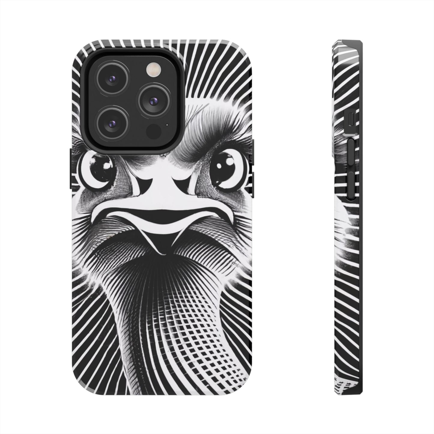 Mystical Stare Monochrome Ostrich Tough Phone Case