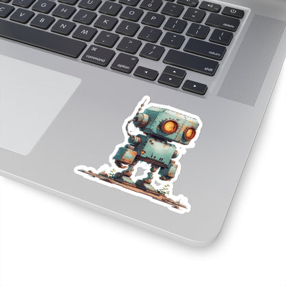 Ship Tank Rusty Teal Robot Vinyl Sticker