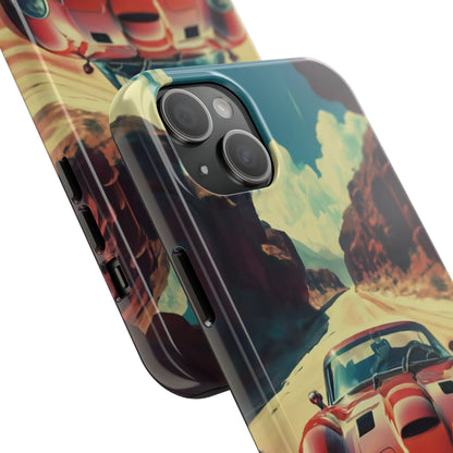 Desert Drive Red Sports Car Tough Phone Case