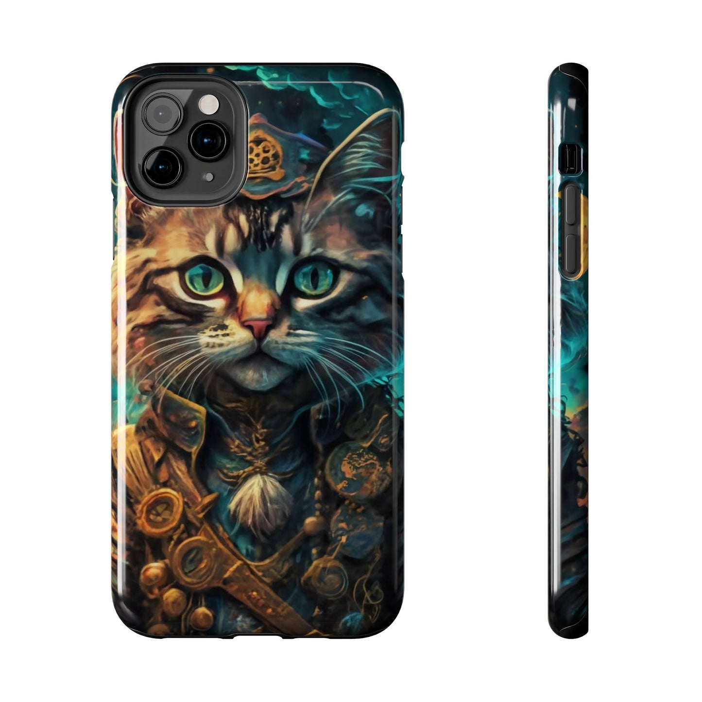 Cartoon Cat Pirate Starry Night Tough Phone Case