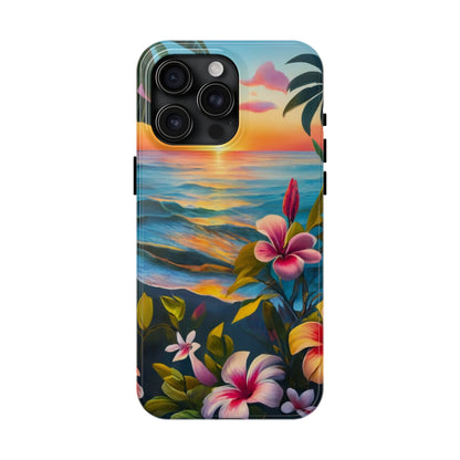 Sunset Palms and Hibiscus Tough Phone Case