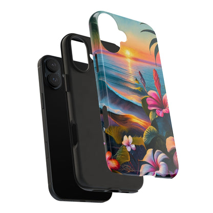 Sunset Beach Hibiscus Palms Tough Phone Case
