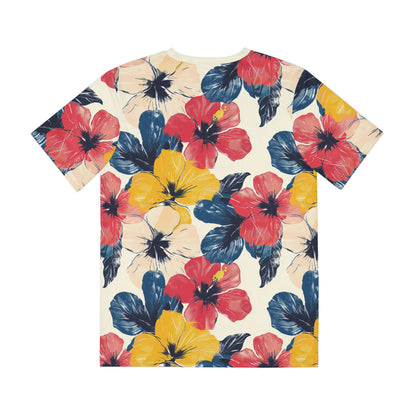 Tropical Ink Blooms Tee - Red, Blue, & Yellow Floral Shirt