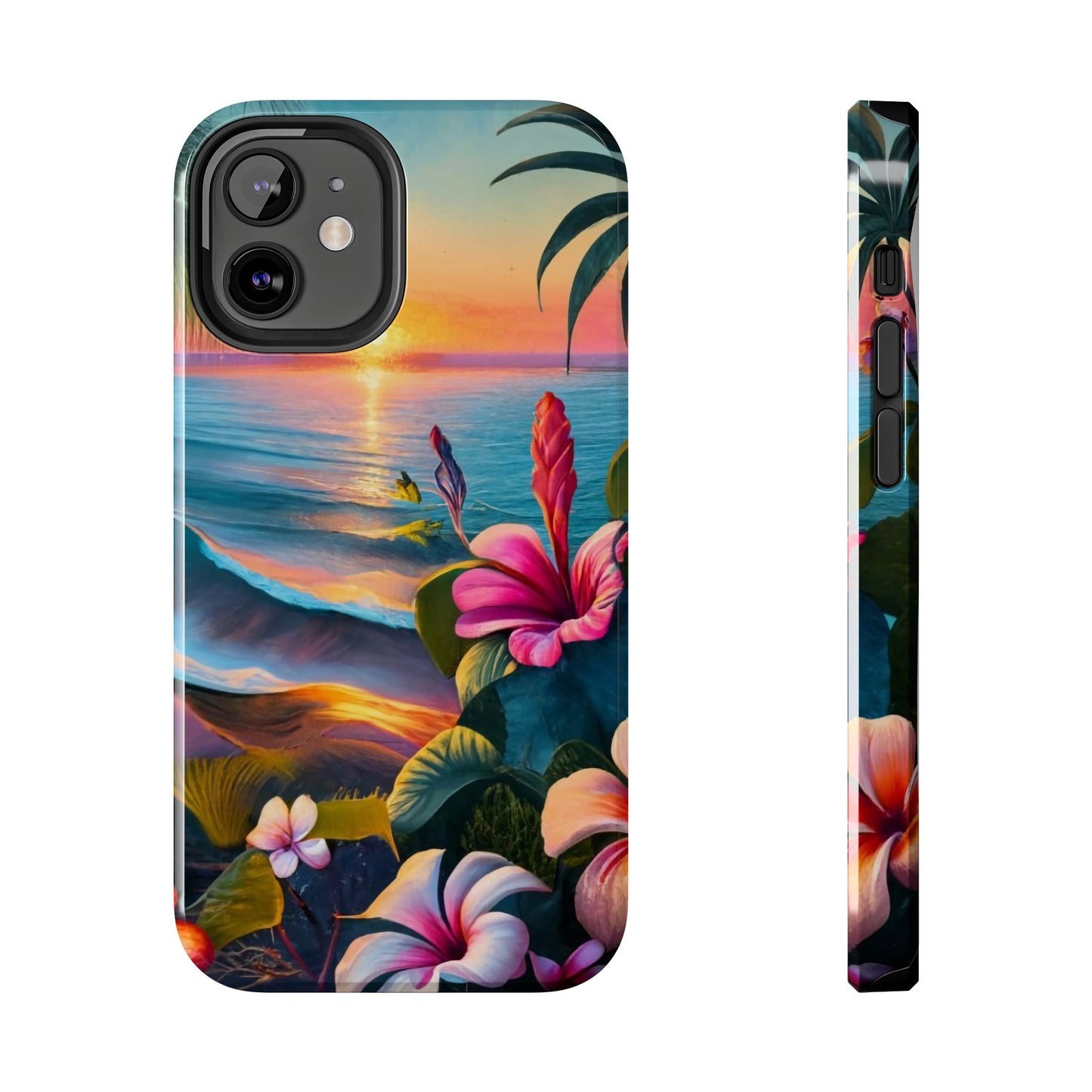 Sunset Beach Hibiscus Palms Tough Phone Case