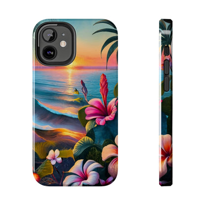 Sunset Beach Hibiscus Palms Tough Phone Case