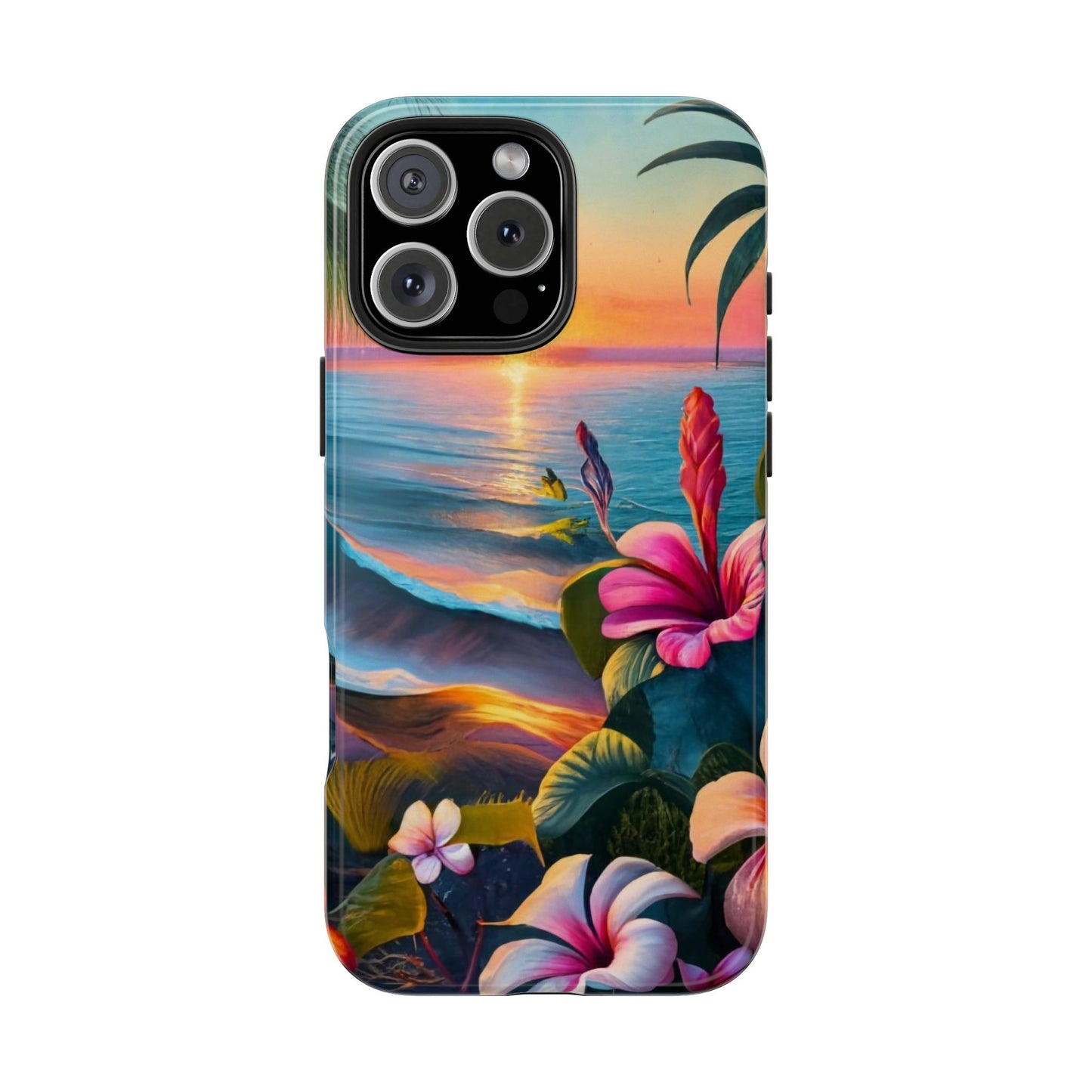 Sunset Beach Hibiscus Palms Tough Phone Case