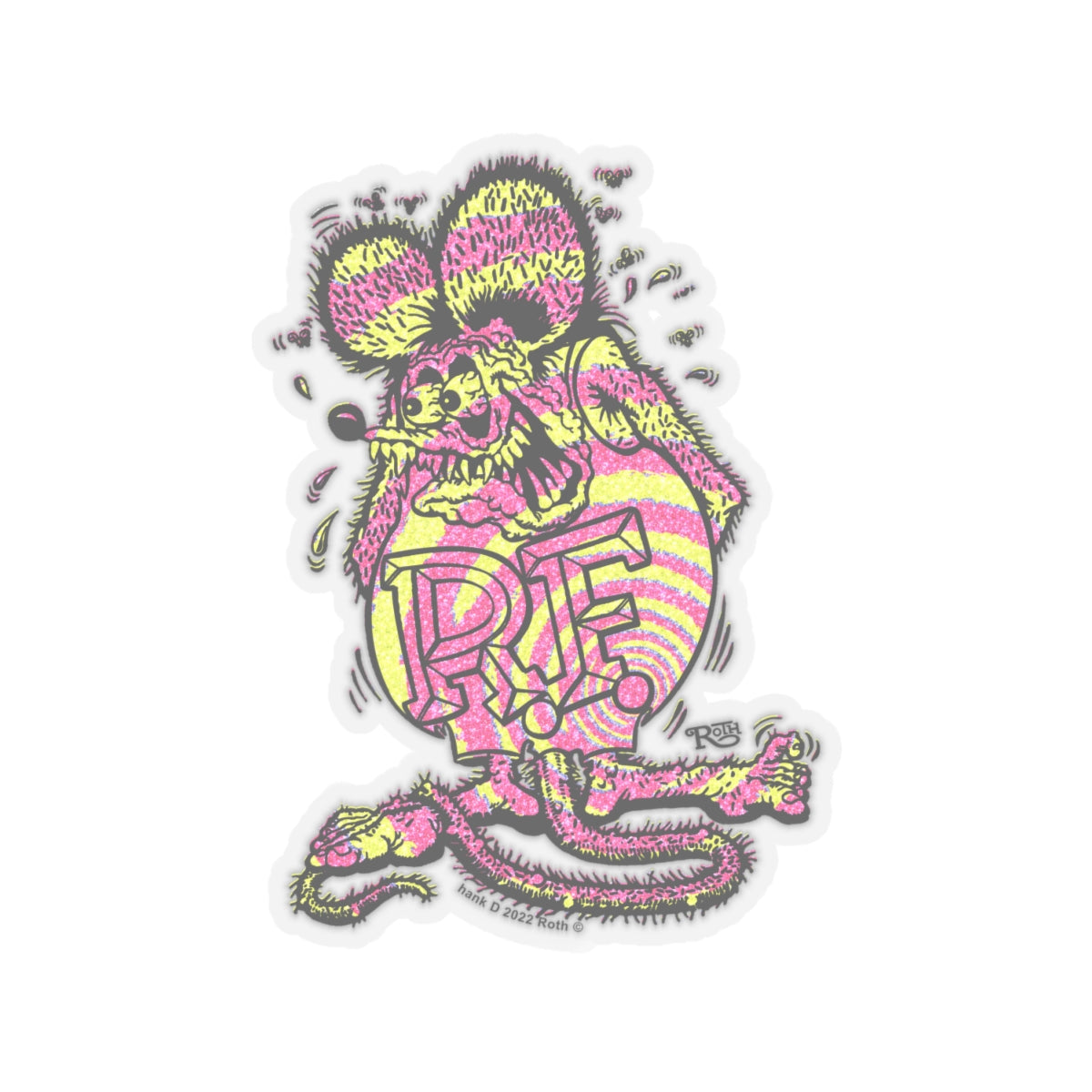 Metallic Swirl Rat Fink Sticker: Psychedelic Fusion