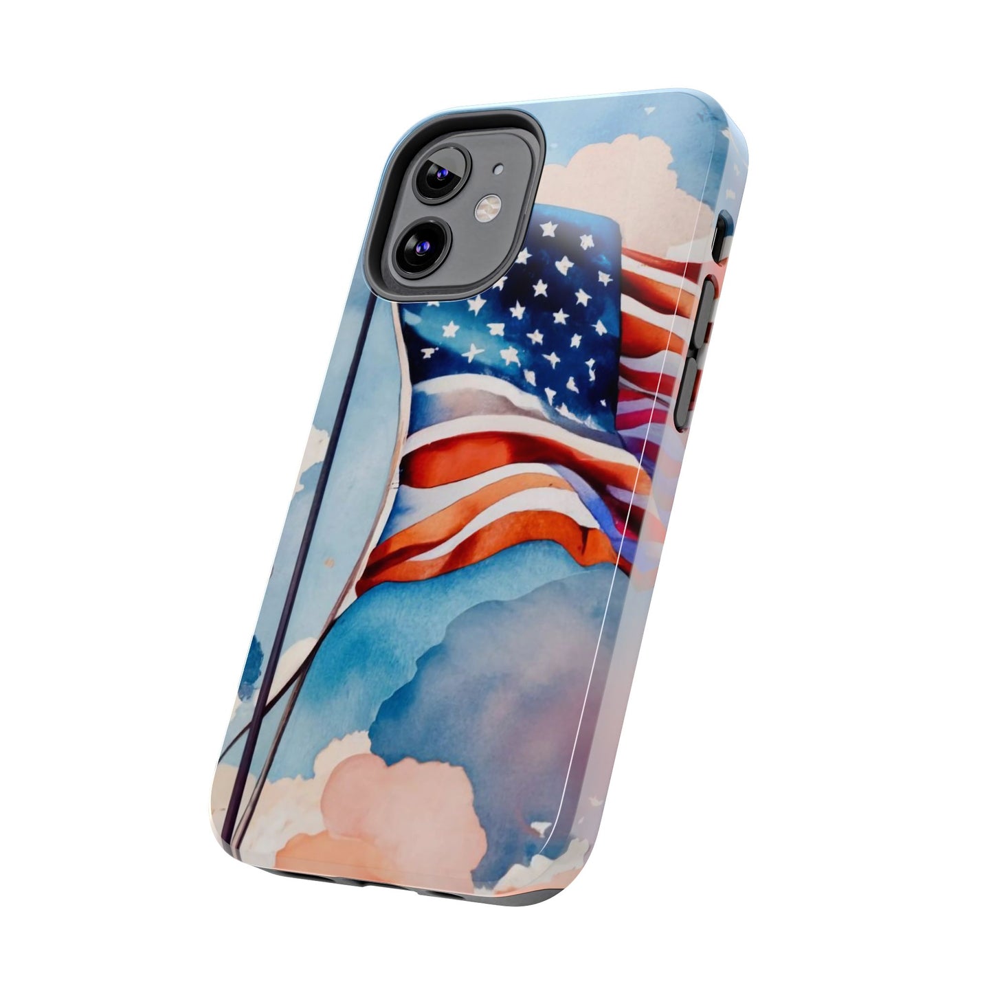 Windswept Patriot Watercolor Flag Tough Phone Case