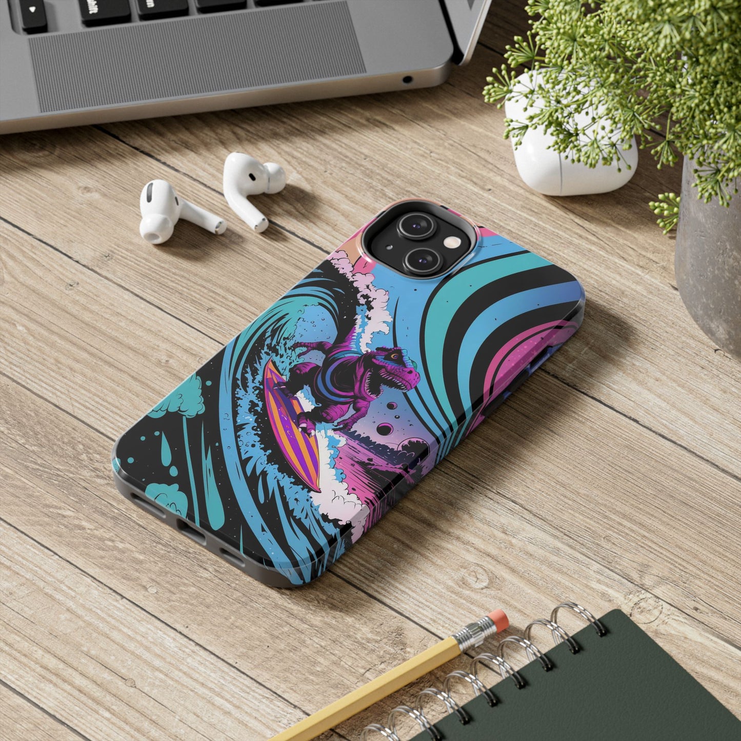 Cosmic T-Rex Surfer Adventure Tough Phone Case