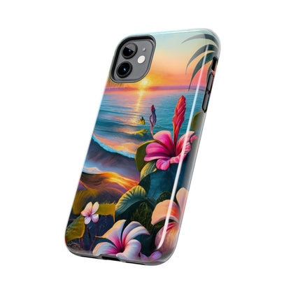 Sunset Beach Hibiscus Palms Tough Phone Case