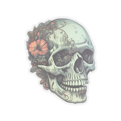 Mint Floral Back Skull Sticker