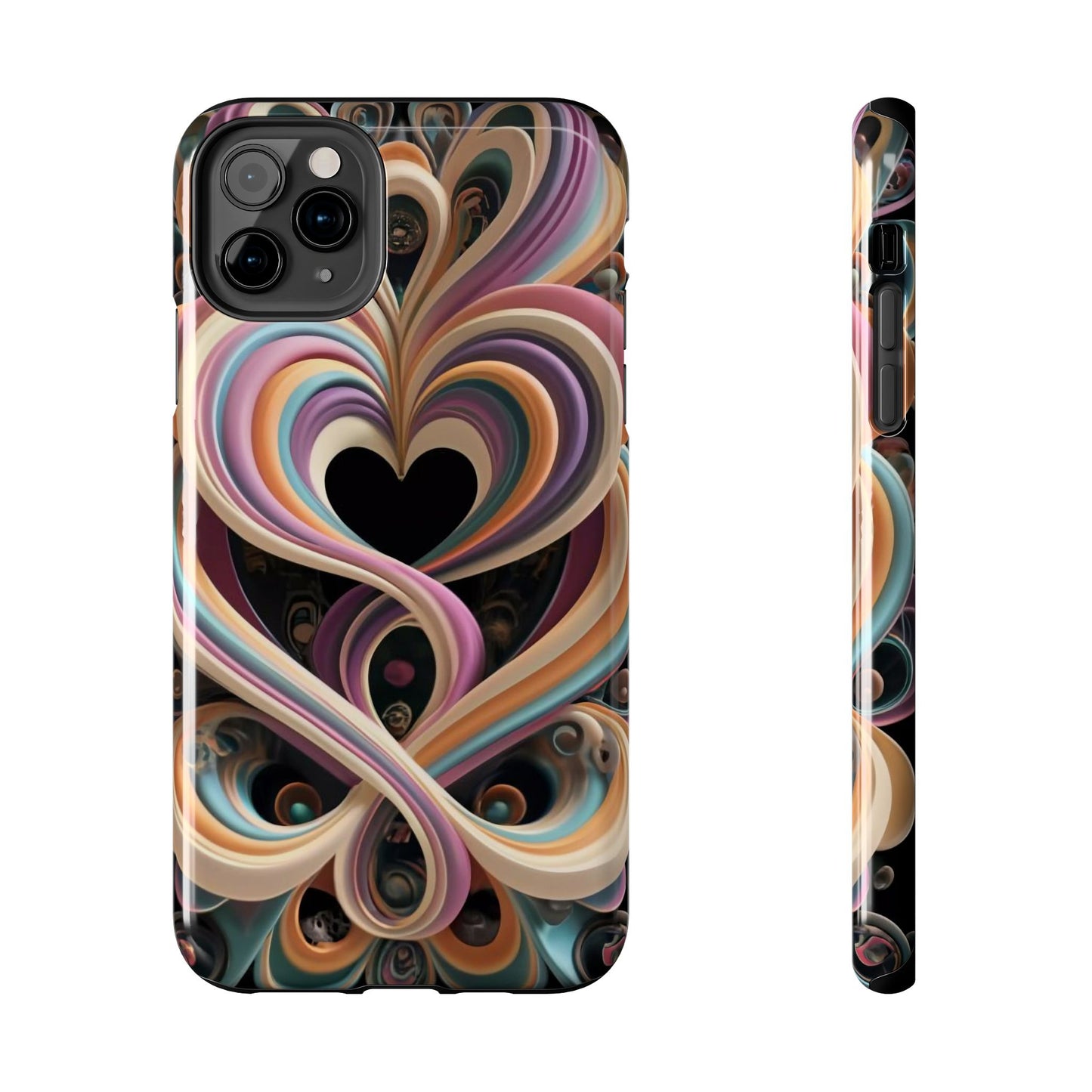 Pastel Heart Wave Abstract Tough Phone Case