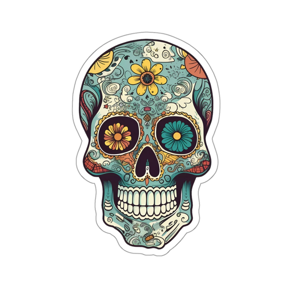 Colorful Sugar Skull Sticker