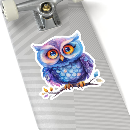 Blueberry Plum Owl Watercolor Cartoon Sticker