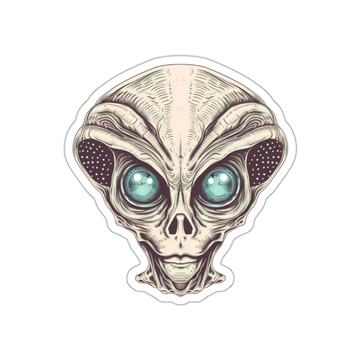 Tan Alien Head Vinyl Sticker