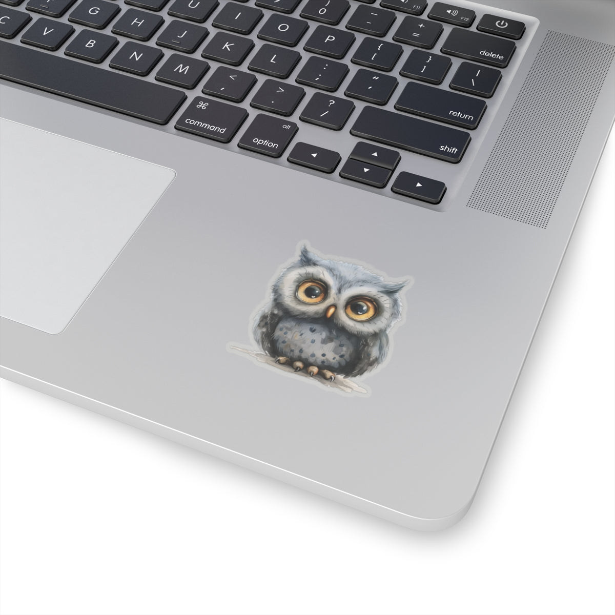 Charming Gray Owl Watercolor Cartoon Sticker