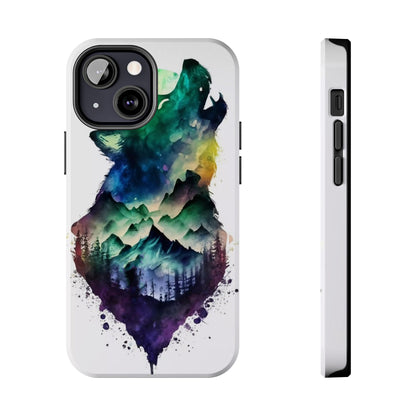 Moonlit Howling Wolf Double Exposure Tough Phone Case