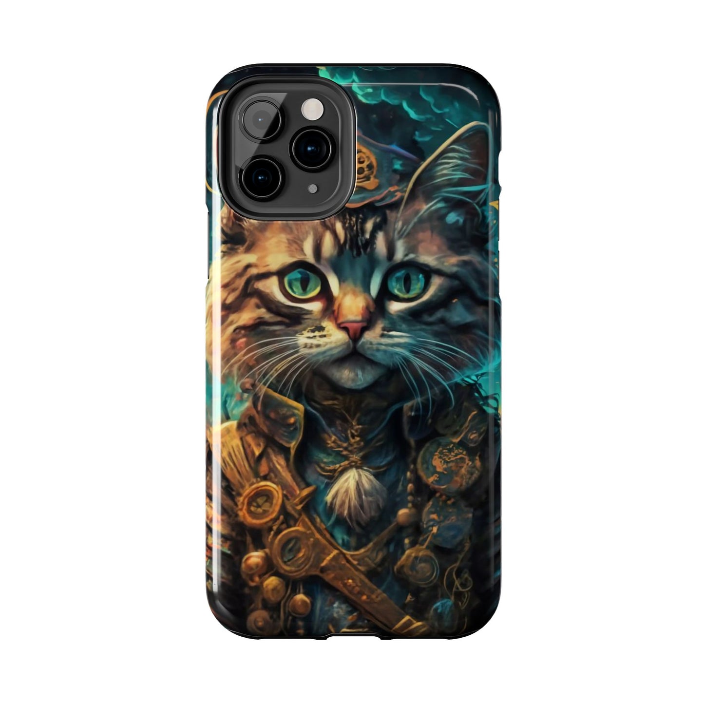 Cartoon Cat Pirate Starry Night Tough Phone Case