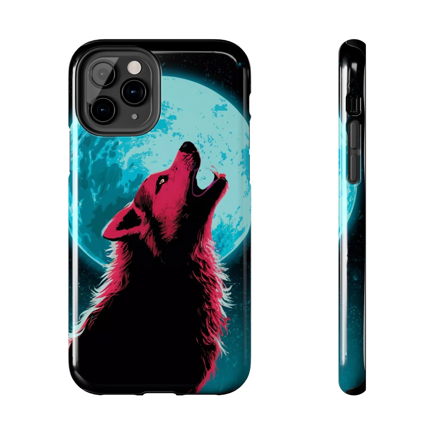 Teal Moon Wolf Serenade Tough Phone Case