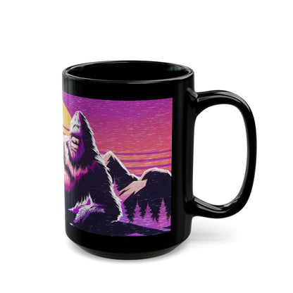 Bigfoot Vaporwave Sunset Mug – Dreamy Mountaintop