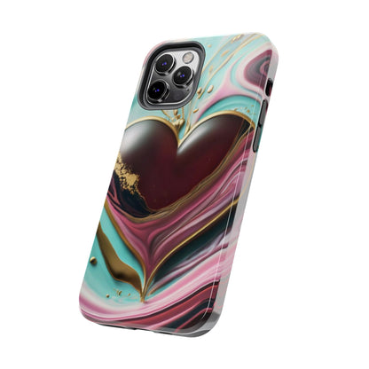 Glossy Heartburst Acrylic Pour Tough Phone Case