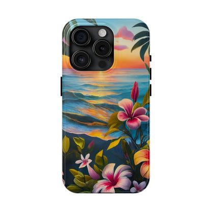 Sunset Palms and Hibiscus Tough Phone Case