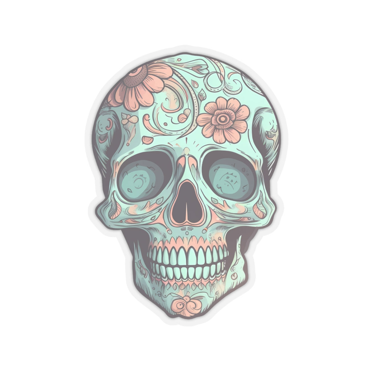 Light Blue Sugar Skull Sticker