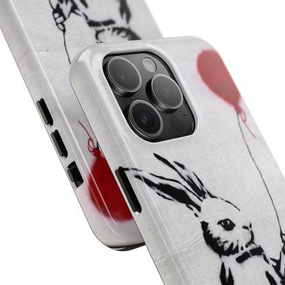 Banksy-Inspired Rabbit Balloon Escape Tough Phone Case