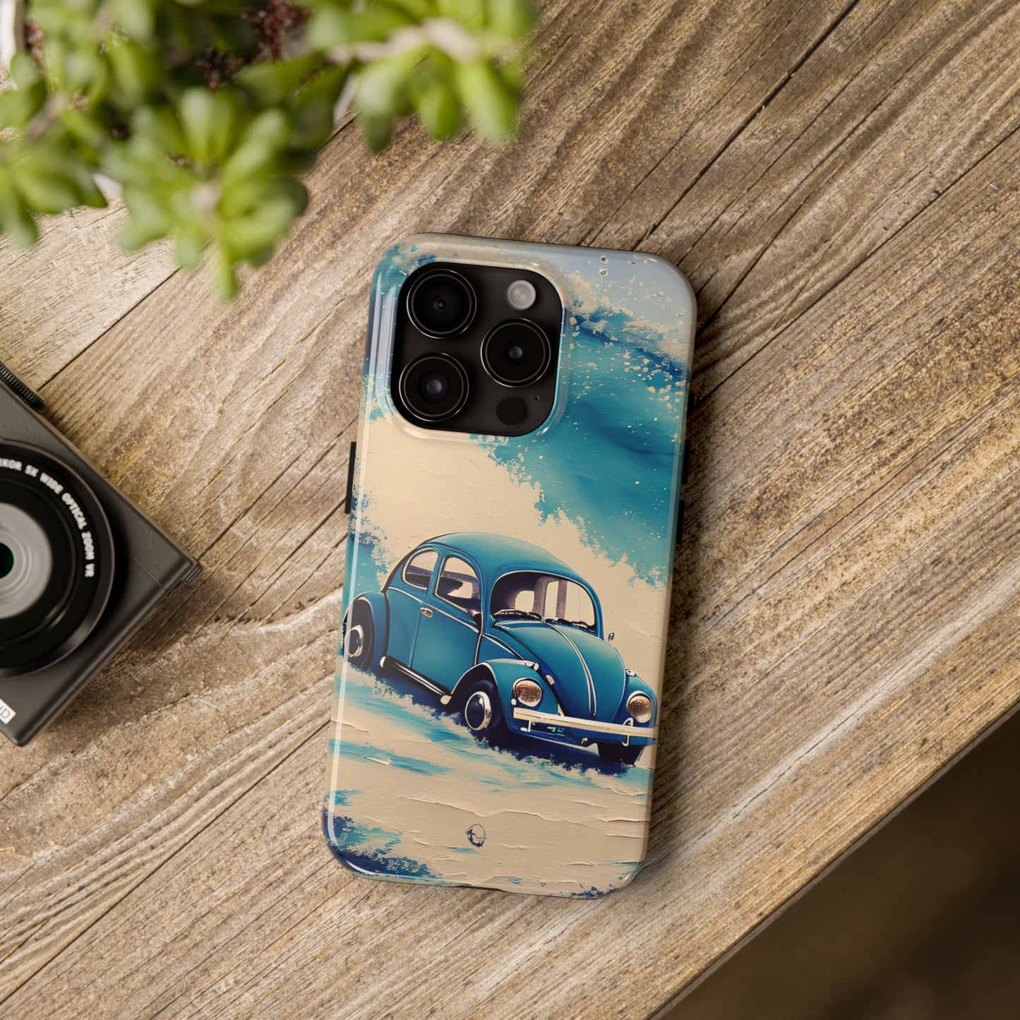 Wave Chasing Painted Blue VDub Beetle - Tough Phone Case