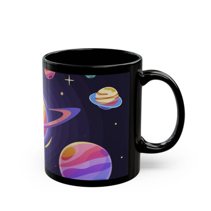 Galaxy Planets Black Mug