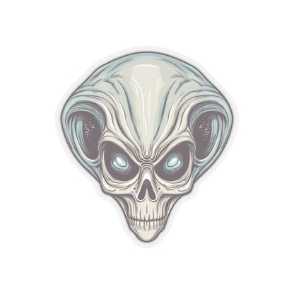 Pale Blue Skull Alien Head Vinyl Sticker