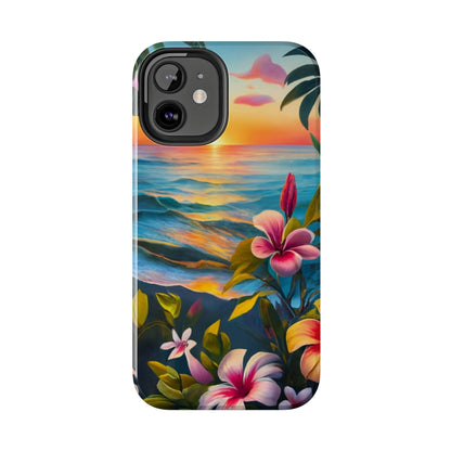 Sunset Palms and Hibiscus Tough Phone Case